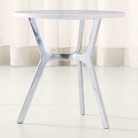 Elke Marble End Table with Polished Aluminum Base