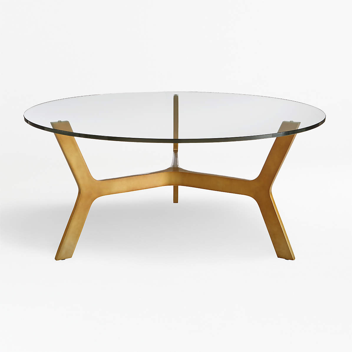 omvatten Stoutmoedig Rot Elke Round Glass Coffee Table with Brass Base + Reviews | Crate & Barrel