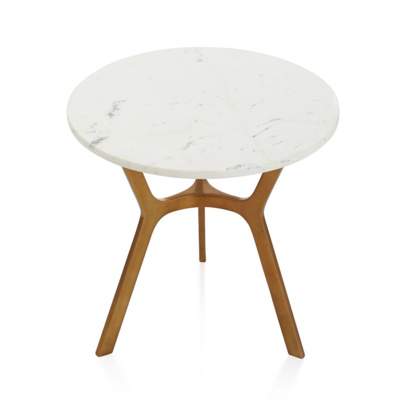 Elke Round Marble End Table with Brass Base - image 11 of 17