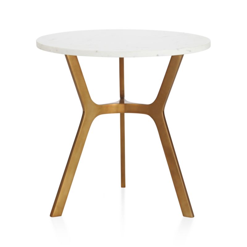 Elke Round Marble End Table with Brass Base - image 12 of 17