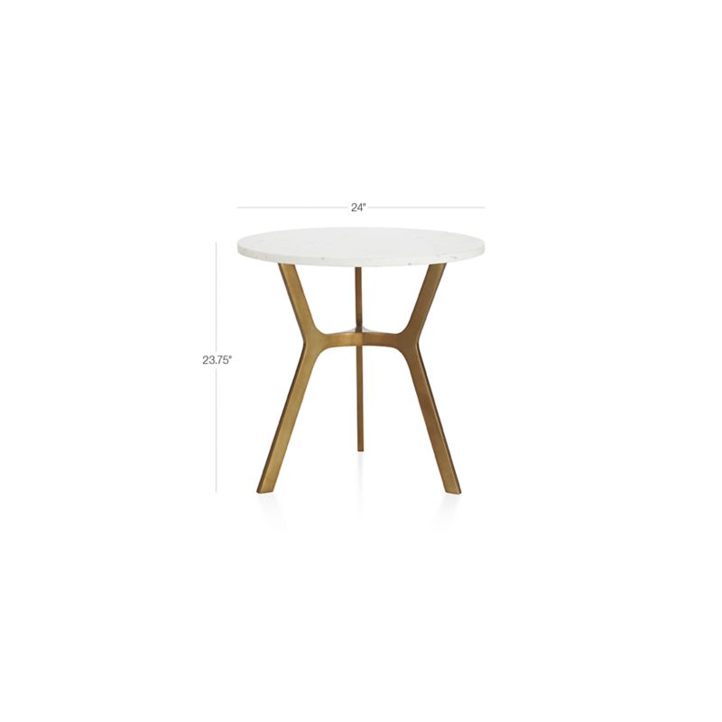 View Elke Round Marble End Table with Brass Base - image 2 of 17