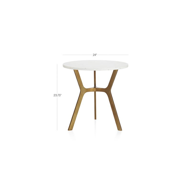 Elke Round Marble End Table with Brass Base