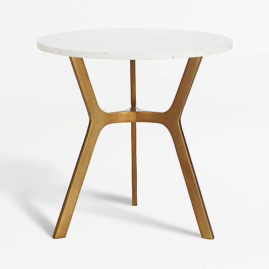 Elke Round Marble End Table with Brass Base