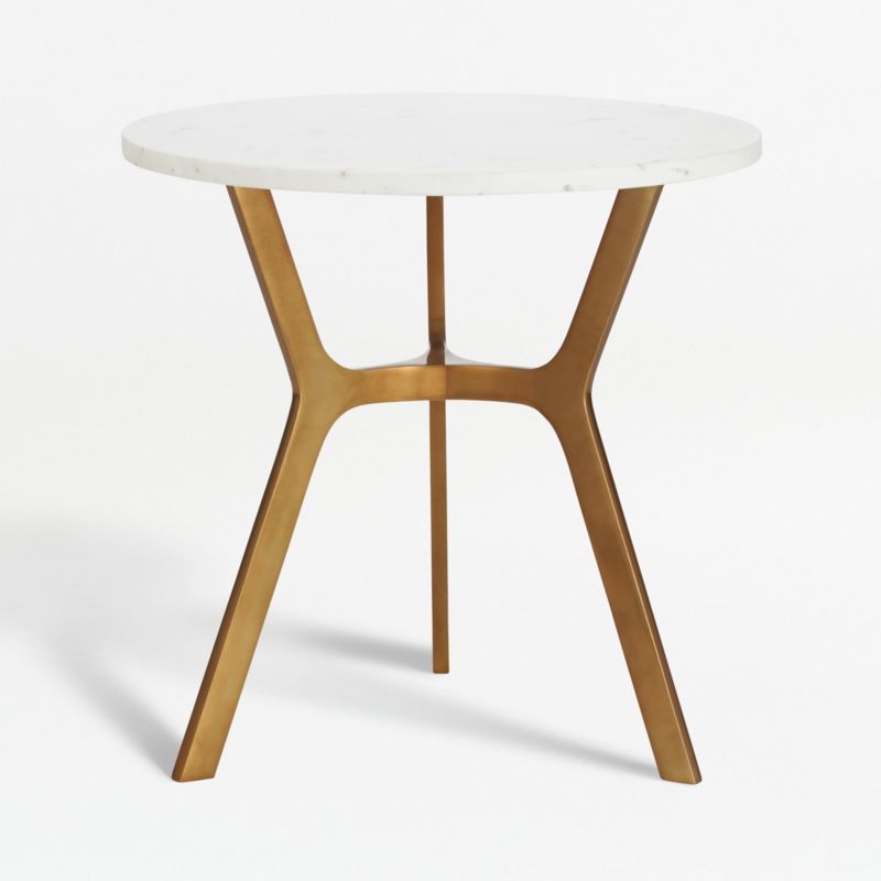 Elke Round Marble End Table with Brass Base