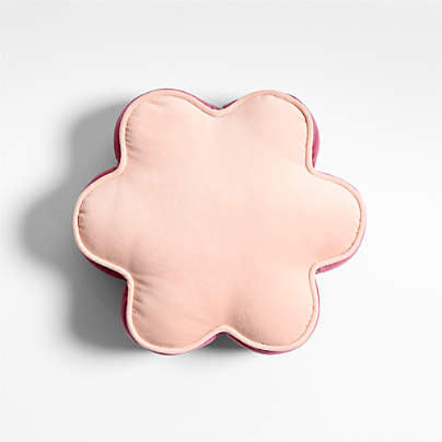 Ella Organic Cotton Velvet Elegant Pink Flower Throw Pillow