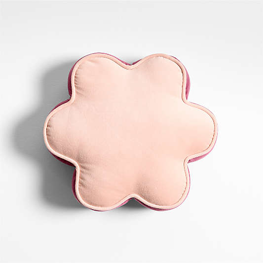 Ella Organic Cotton Velvet Elegant Pink Flower Throw Pillow