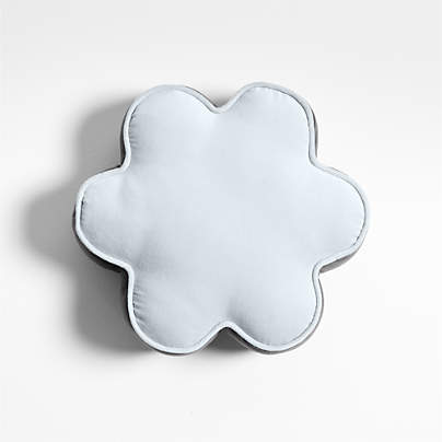 Ella Organic Cotton Velvet Sky Blue Flower Throw Pillow