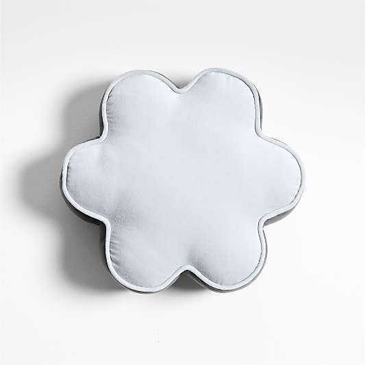 Ella Organic Cotton Velvet Sky Blue Flower Throw Pillow