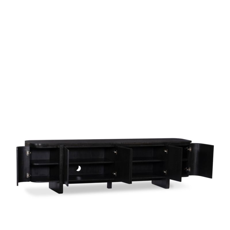 Elle 92" Black Oak Wood Storage Media Console - image 1 of 8