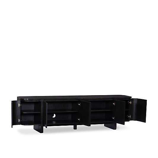 Elle 92" Black Oak Wood Storage Media Console