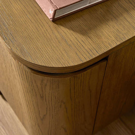 Elle 92" Natural Oak Wood Storage Media Console