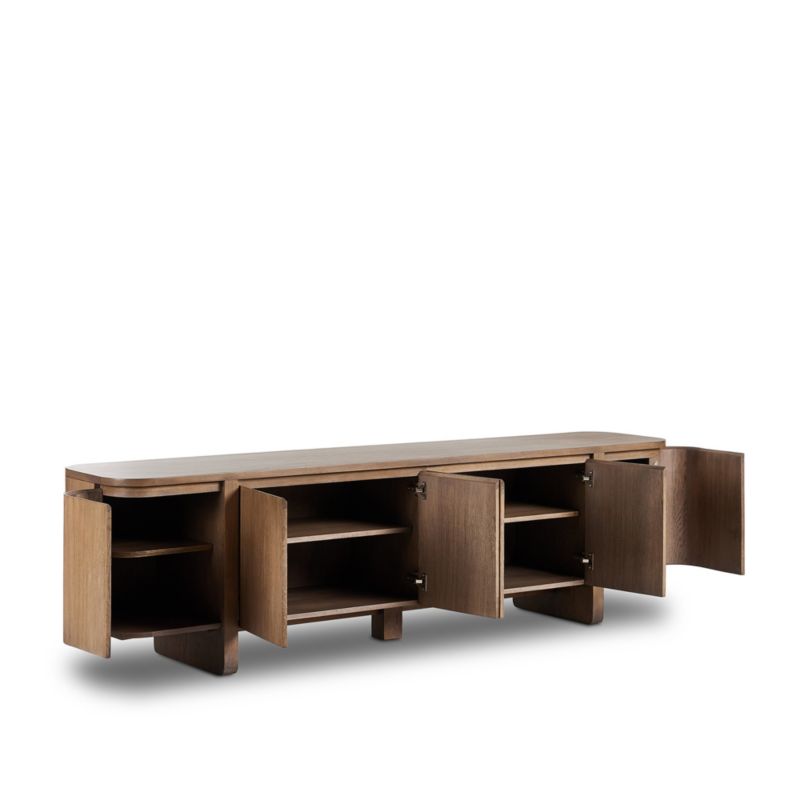 Elle 92" Natural Oak Wood Storage Media Console - image 2 of 9