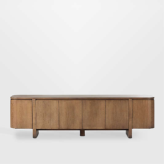 Elle 92" Natural Oak Wood Storage Media Console