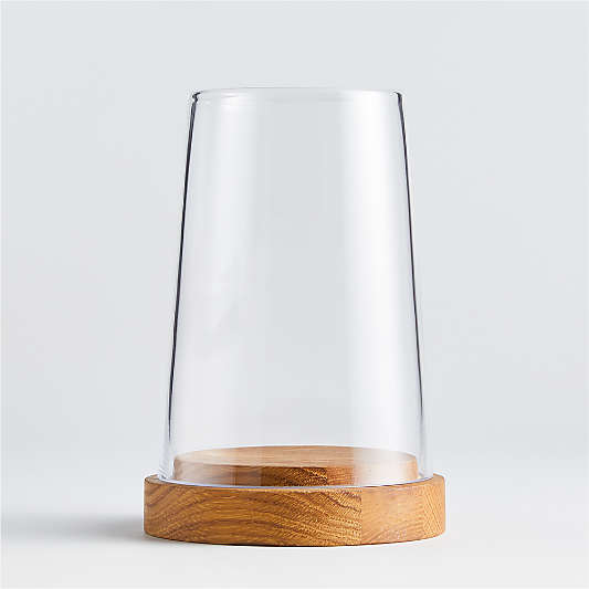 Ellery Hurricane 7.75" Oak Candle Holder