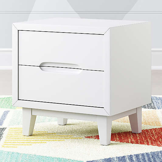 Kids Ellipse Mid-Century White Nightstand