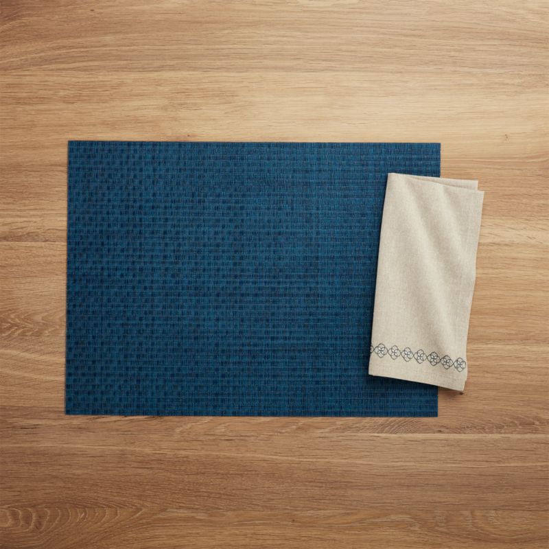 Chilewich ® Rectangular Purl Blue Easy-Clean Vinyl Placemat