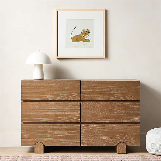 Ellis 52" Hazelnut Brown Wood Wide 6-Drawer Kids Dresser
