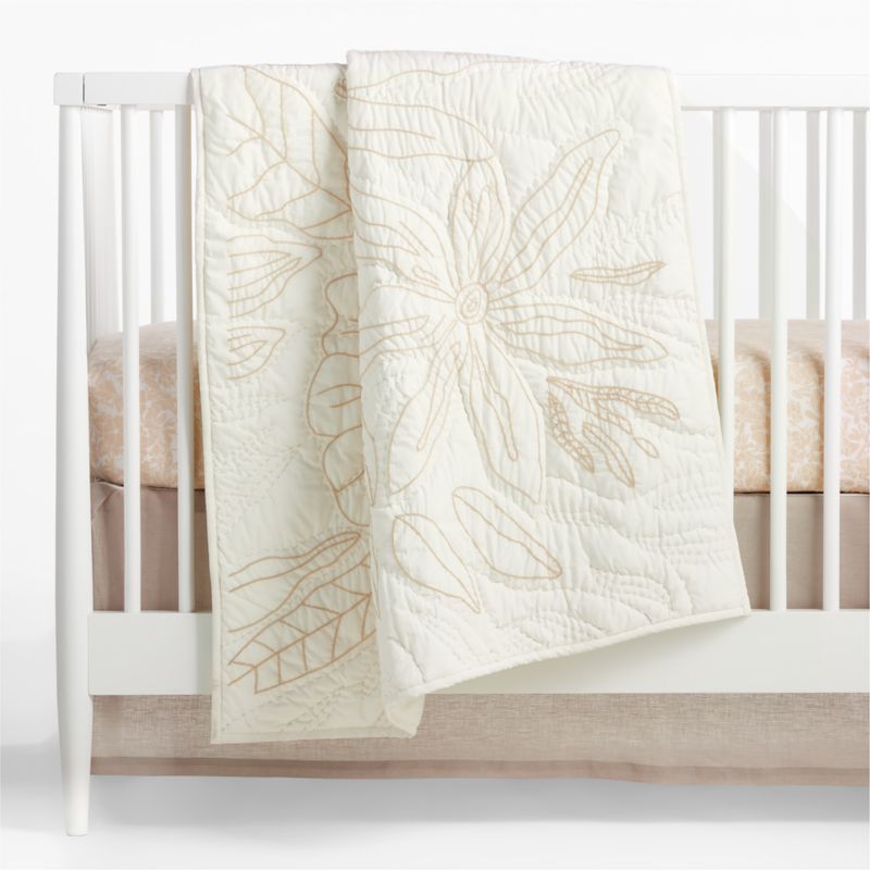 Ellsworth Organic White Floral Baby Crib Quilt
