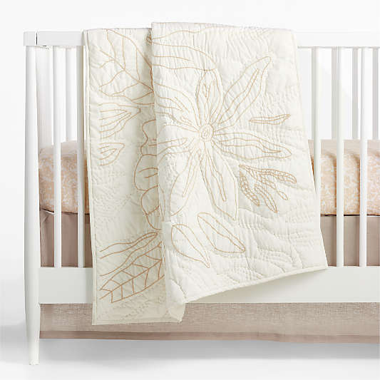 Ellsworth Organic White Floral Baby Crib Quilt