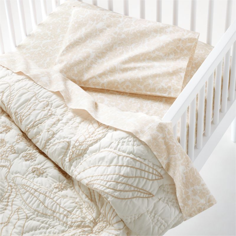 Ellsworth Organic White Floral Baby Crib Quilt - image 4 of 6