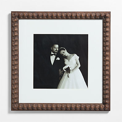 View Elmhurst Beaded Walnut Wood 11x11 Wall Picture Frame with Interchangeable Mats details