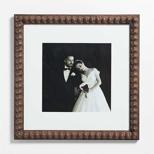 Elmhurst Beaded Walnut Wood 11x11 Wall Picture Frame with 2 Interchangeable Mats