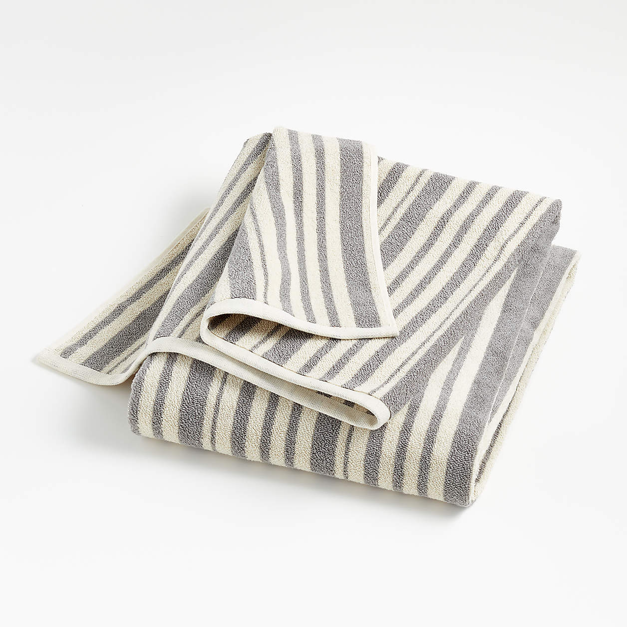 Elmont Slate Stripe Bath Towels Crate & Barrel