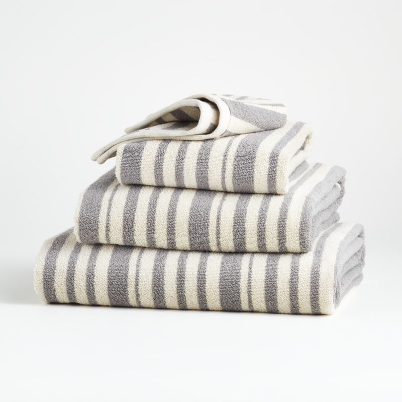 Elmont Slate Stripe Bath Towels Crate & Barrel