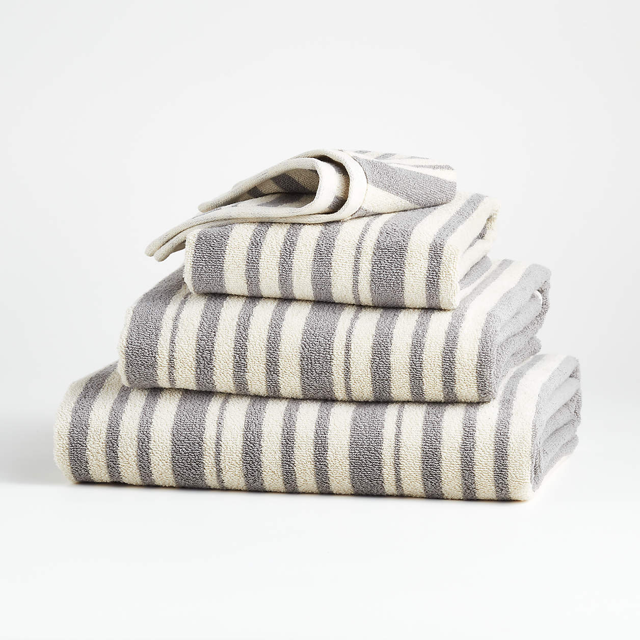 Elmont Slate Stripe Bath Towels Crate & Barrel