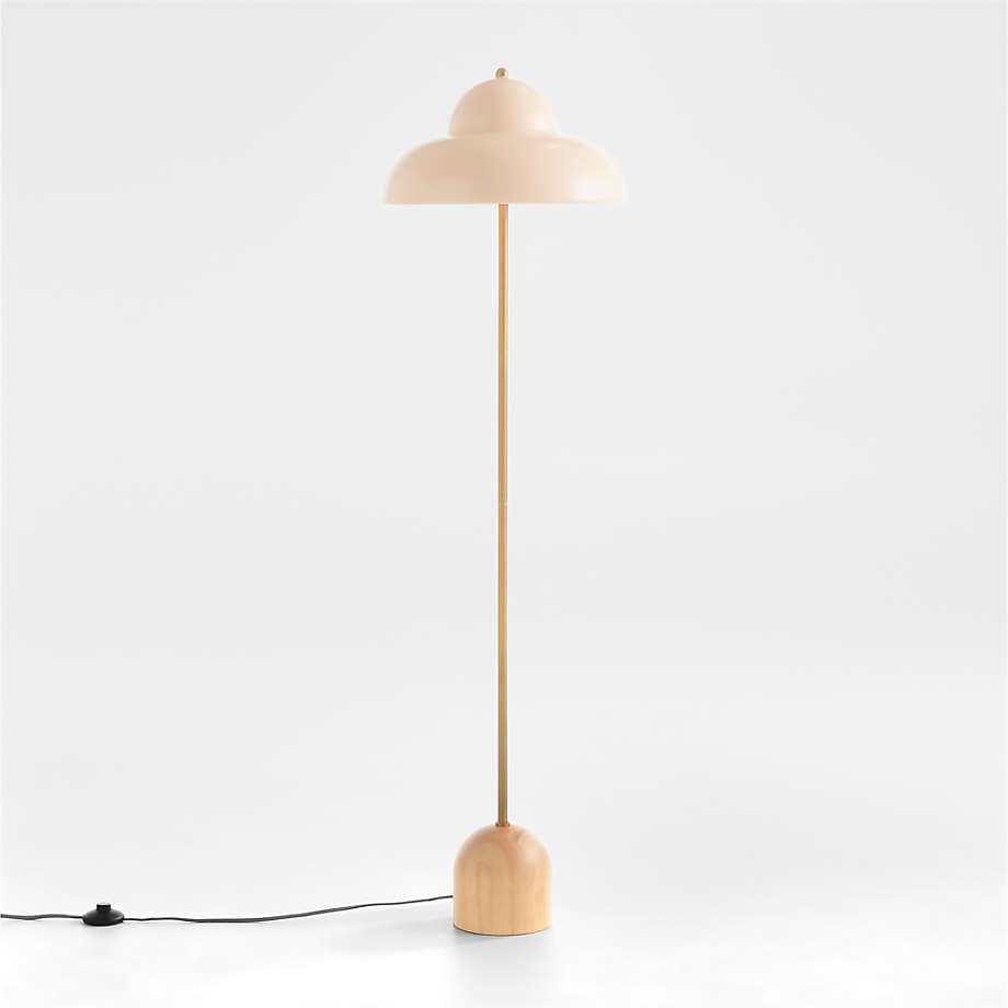 Eloise Pink Wood and Metal Floor Lamp (Open Larger View)