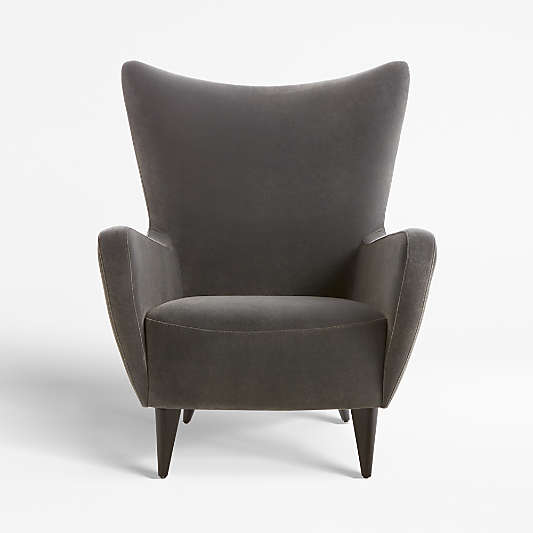 Elsa Grey Velvet Wingback Chair