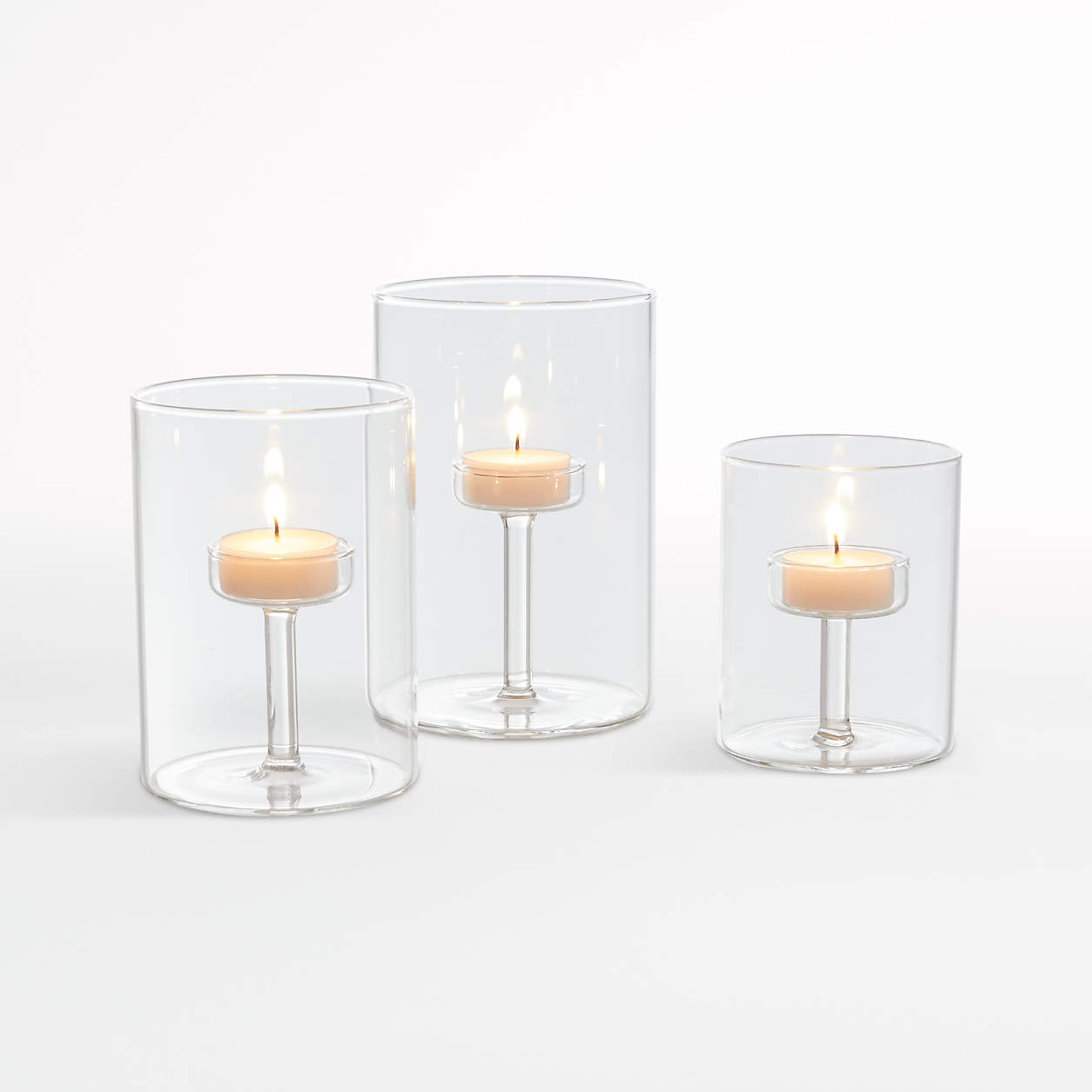 Glass Tealight Candle Holders (Set of 3)