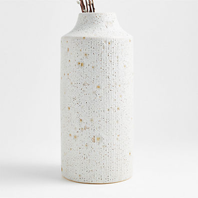View Ema Large White Ceramic Floor Vase 19" details
