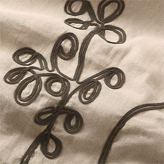 Embroidered Australian Botanical Organic Cotton Linen Full/Queen Duvet Cover