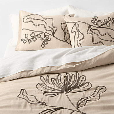 View Embroidered Australian Botanical Organic Cotton Linen King Duvet Cover details