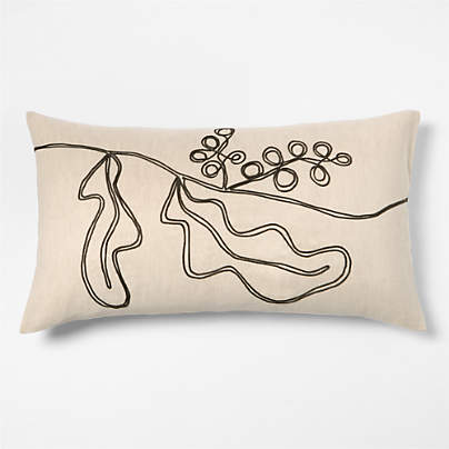 Embroidered Australian Botanical Organic Cotton Linen King Bed Pillow Sham