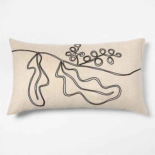 Embroidered Australian Botanical Organic Cotton Linen King Bed Pillow Sham