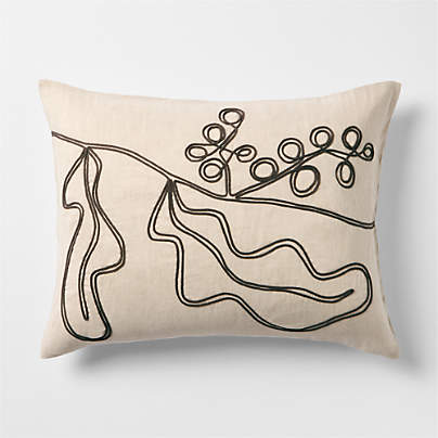 Embroidered Australian Botanical Organic Cotton Linen Standard Bed Pillow Sham