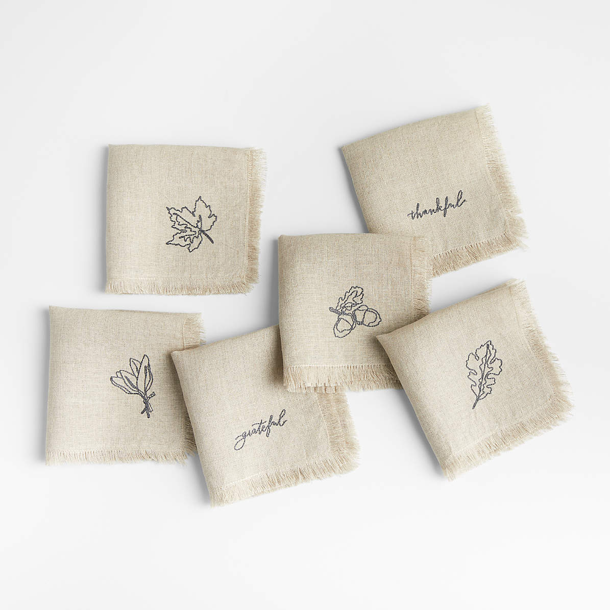 Set of 6 Embroidered Cocktail Napkins with Single Initial Monogram