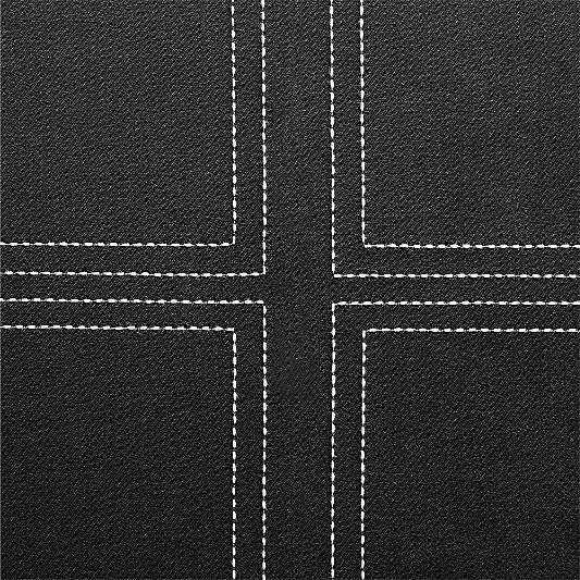 Embroidered Craftsman Midnight Navy/Crisp White Organic Cotton Sateen Window Curtain Panel