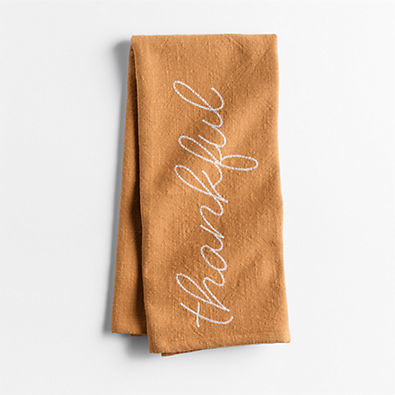 View Embroidered "Thankful" Organic Cotton Kitchen Towel details