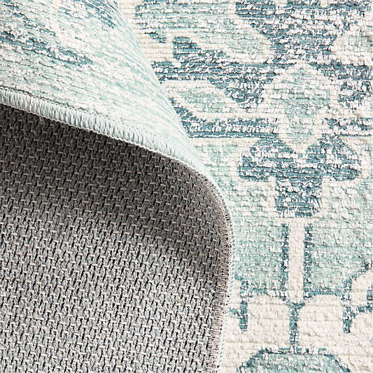 Ember Blue Floral Washable Area Rug