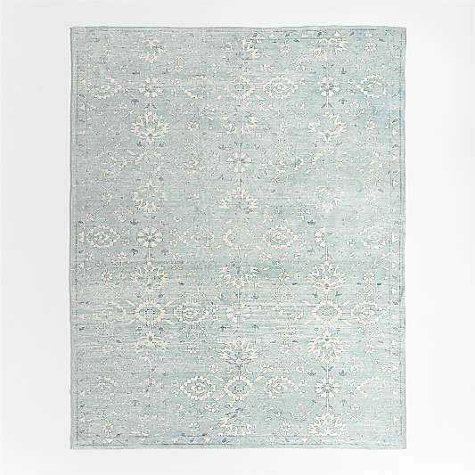 Ember Blue Floral Washable Area Rug 5'x8'