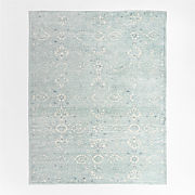 Hana Blue Floral Washable Area Rug 4'x6'