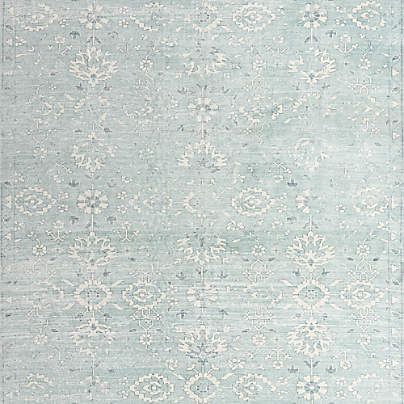 Ember Blue Floral Washable Kids 12"x18" Rug Swatch