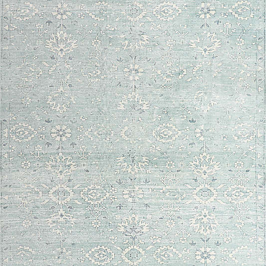 Ember Blue Floral Washable Area Rug