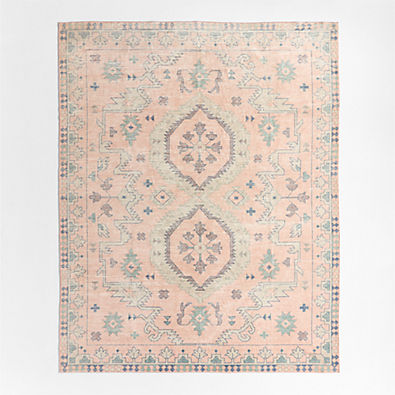 View Ember Pink Floral Washable Area Rug 4'x6' details