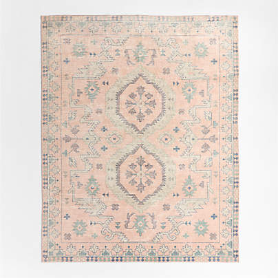 Ember Pink Floral Washable Area Rug 4'x6'