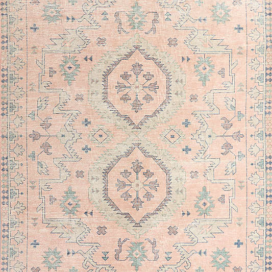 Ember Pink Floral Washable Kids 12"x18" Rug Swatch