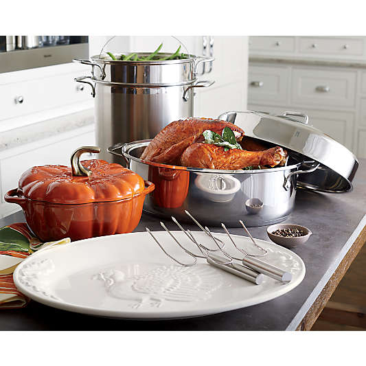 All-Clad ® 15" Stainless Steel Oval Roasting Pan with Rack and Lid